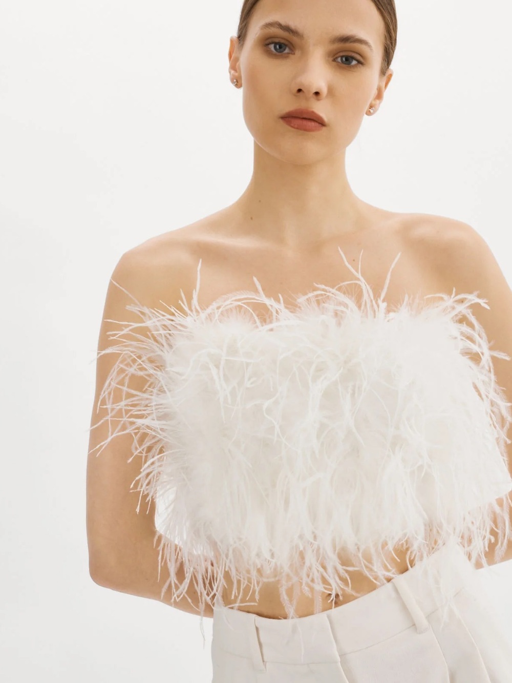 Zaina White Feather Bustier